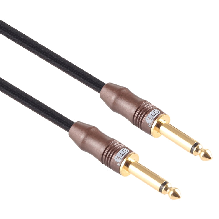 EMK Cable de audio trenzado de algodón con conector chapado en oro de 3 secciones macho a macho de 6,35 mm para mezclador y amplificador de guitarra, longitud: 1,5 m