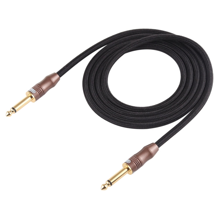 EMK Cable de audio trenzado de algodón con conector chapado en oro de 3 secciones macho a macho de 6,35 mm para mezclador y amplificador de guitarra, longitud: 1,5 m