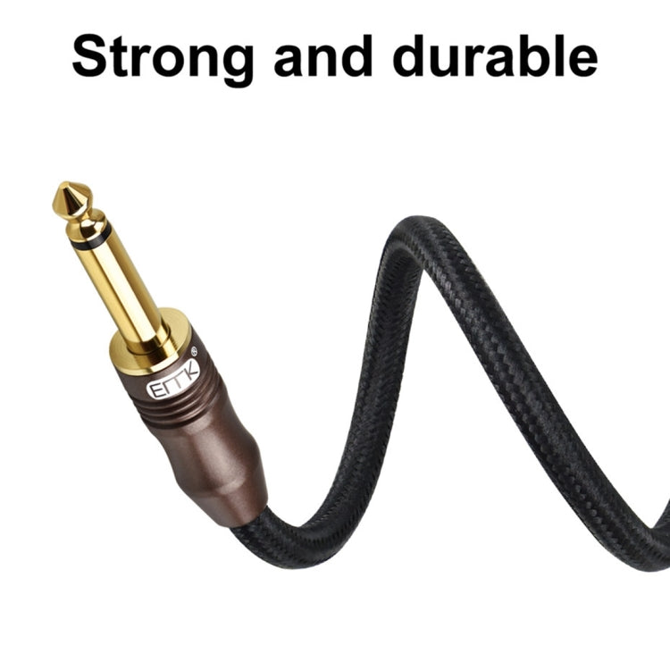 EMK Cable de audio trenzado de algodón con conector chapado en oro de 3 secciones macho a macho de 6,35 mm para mezclador y amplificador de guitarra, longitud: 1,5 m