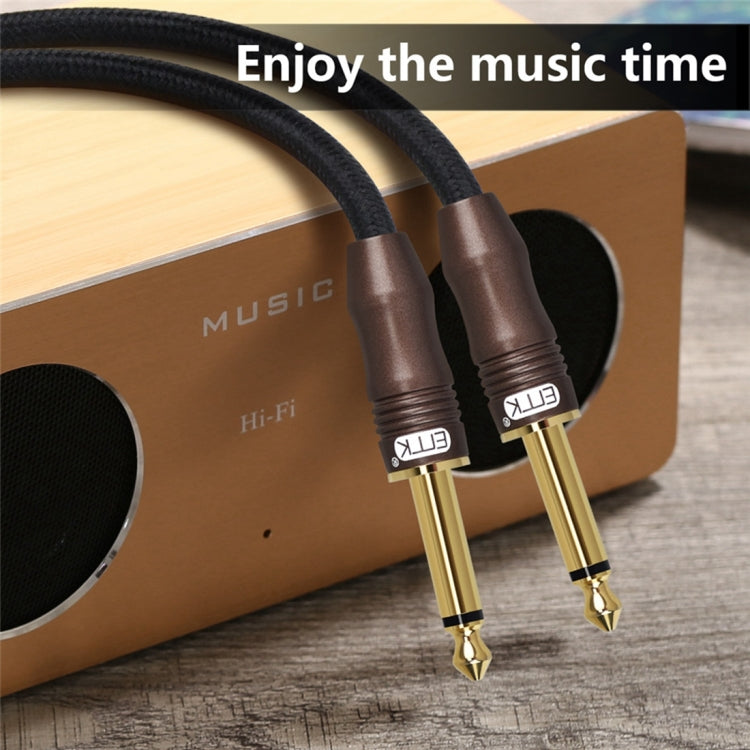 EMK Cable de audio trenzado de algodón con conector chapado en oro de 3 secciones macho a macho de 6,35 mm para mezclador y amplificador de guitarra, longitud: 1,5 m