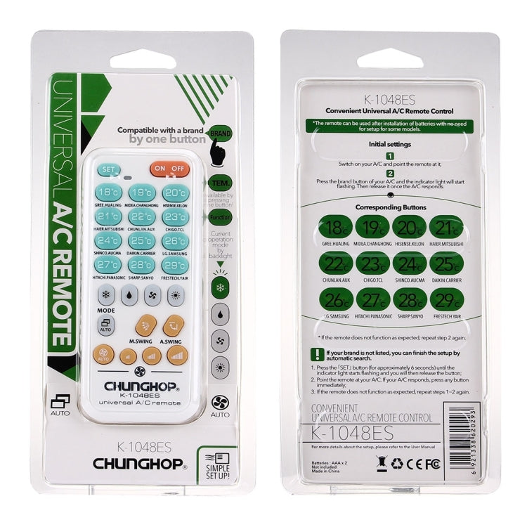 Mando a distancia universal para aire acondicionado CHUNGHOP K-1048ES, K-1048ES