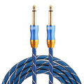 EMK 6,35 mm macho a macho Cable de audio trenzado de nailon de rejilla de enchufe chapado en oro de 3 secciones para mezclador amplificador de altavoz, longitud: 1,5 m