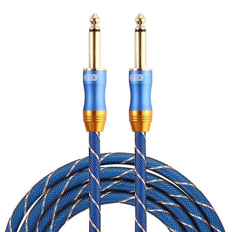 EMK 6,35 mm macho a macho Cable de audio trenzado de nailon de rejilla de enchufe chapado en oro de 3 secciones para mezclador amplificador de altavoz, longitud: 1,5 m