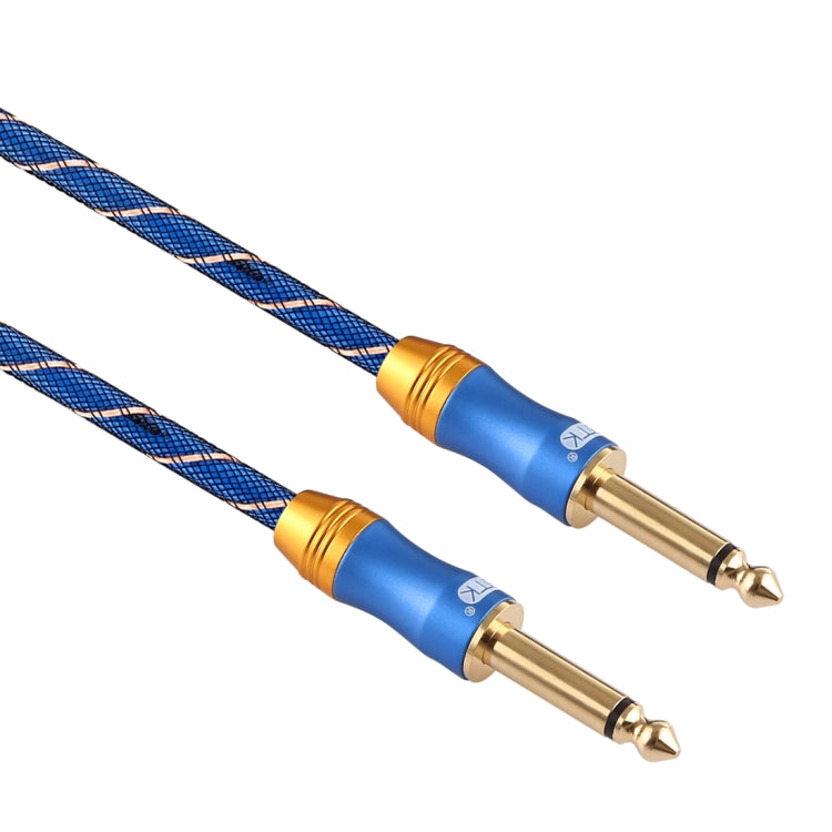 EMK 6,35 mm macho a macho Cable de audio trenzado de nailon de rejilla de enchufe chapado en oro de 3 secciones para mezclador amplificador de altavoz, longitud: 1,5 m