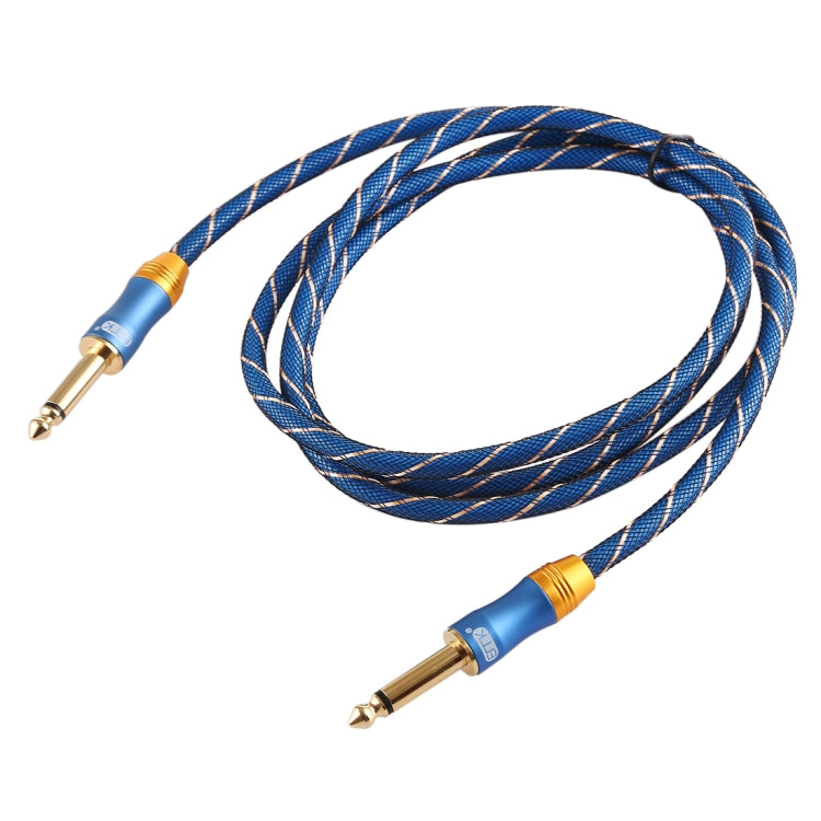 EMK 6,35 mm macho a macho Cable de audio trenzado de nailon de rejilla de enchufe chapado en oro de 3 secciones para mezclador amplificador de altavoz, longitud: 1,5 m