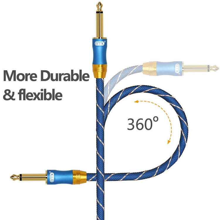 EMK 6,35 mm macho a macho Cable de audio trenzado de nailon de rejilla de enchufe chapado en oro de 3 secciones para mezclador amplificador de altavoz, longitud: 1,5 m