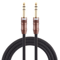 EMK Cable de audio trenzado de algodón con conector chapado en oro de 4 secciones macho a macho de 6,35 mm para mezclador y amplificador de guitarra, longitud: 2 m