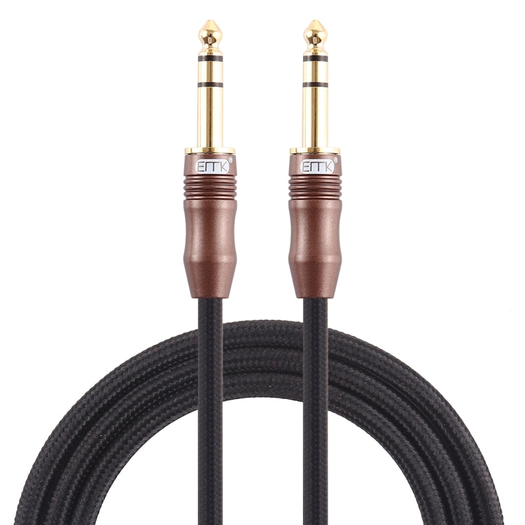 EMK Cable de audio trenzado de algodón con conector chapado en oro de 4 secciones macho a macho de 6,35 mm para mezclador y amplificador de guitarra, longitud: 2 m