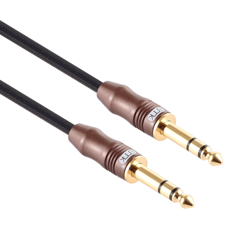 EMK Cable de audio trenzado de algodón con conector chapado en oro de 4 secciones macho a macho de 6,35 mm para mezclador y amplificador de guitarra, longitud: 2 m
