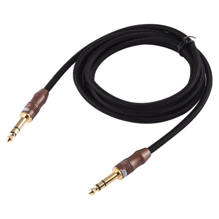 EMK Cable de audio trenzado de algodón con conector chapado en oro de 4 secciones macho a macho de 6,35 mm para mezclador y amplificador de guitarra, longitud: 2 m
