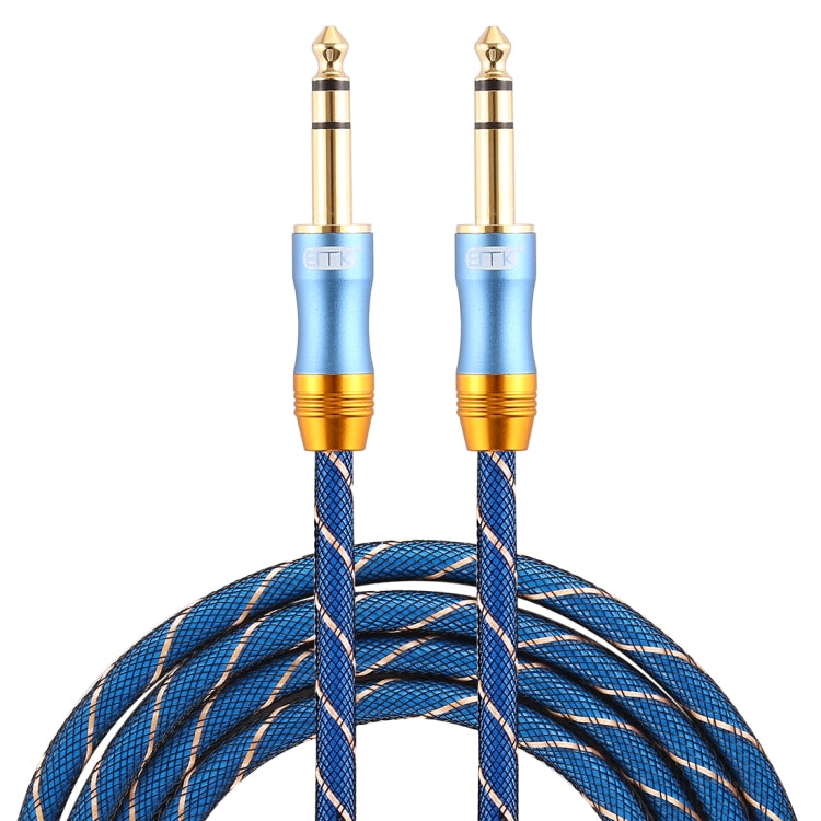 EMK 6,35 mm macho a macho Cable de audio trenzado de nailon de rejilla de enchufe chapado en oro de 4 secciones para mezclador amplificador de altavoz, longitud: 2 m