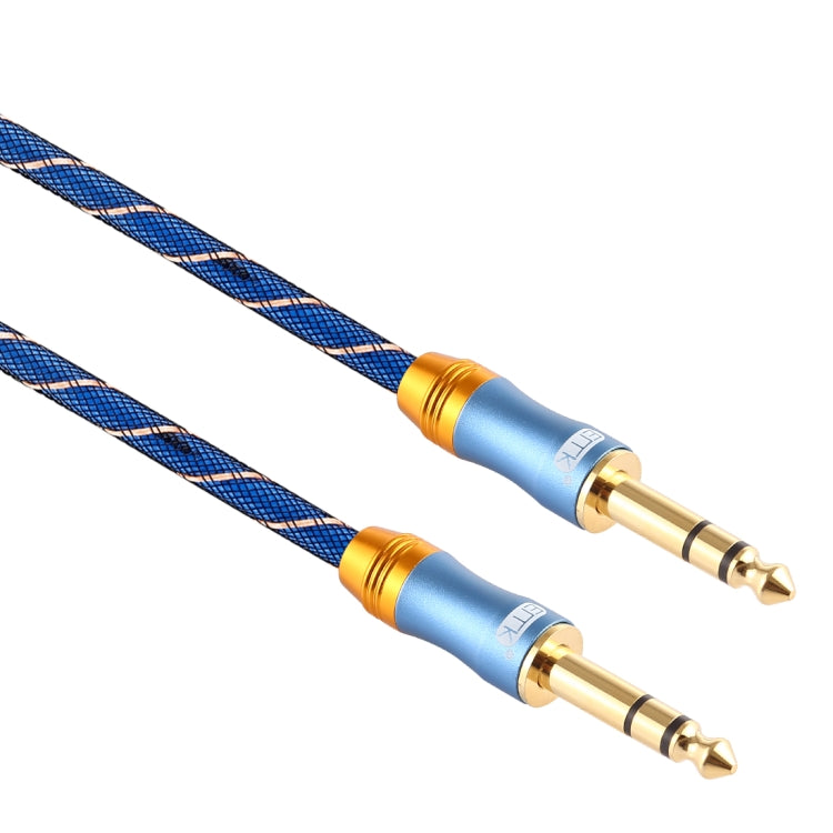 EMK 6,35 mm macho a macho Cable de audio trenzado de nailon de rejilla de enchufe chapado en oro de 4 secciones para mezclador amplificador de altavoz, longitud: 2 m
