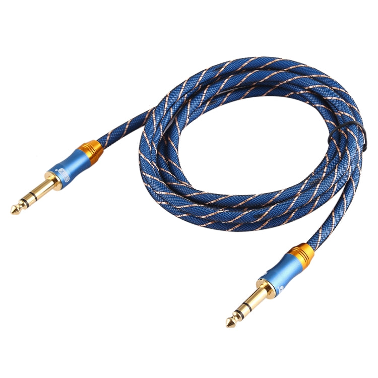 EMK 6,35 mm macho a macho Cable de audio trenzado de nailon de rejilla de enchufe chapado en oro de 4 secciones para mezclador amplificador de altavoz, longitud: 2 m