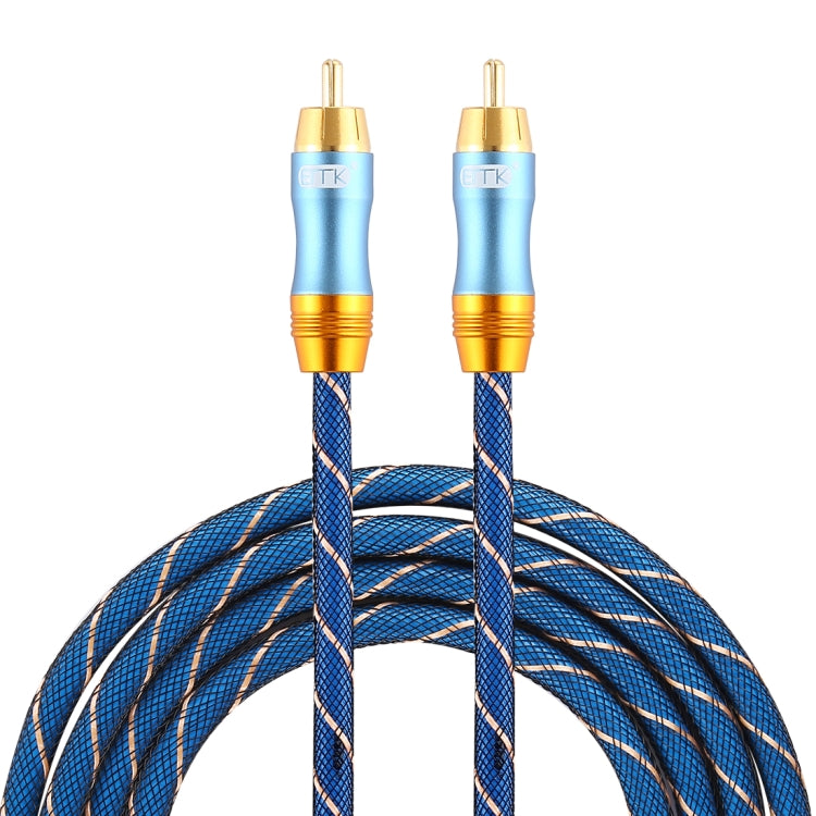 EMK RCA macho de 8 mm a RCA macho de 6 mm Rejilla de enchufe chapada en oro Cable coaxial de audio trenzado de nailon para mezclador amplificador de altavoz, longitud: 2 m
