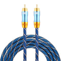 EMK RCA macho de 8 mm a RCA macho de 6 mm Rejilla de enchufe chapada en oro Cable coaxial de audio trenzado de nailon para mezclador amplificador de altavoz, longitud: 2 m