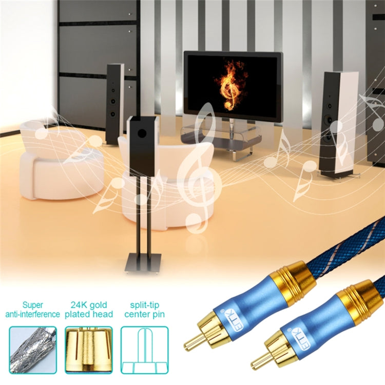 EMK RCA macho de 8 mm a RCA macho de 6 mm Rejilla de enchufe chapada en oro Cable coaxial de audio trenzado de nailon para mezclador amplificador de altavoz, longitud: 2 m