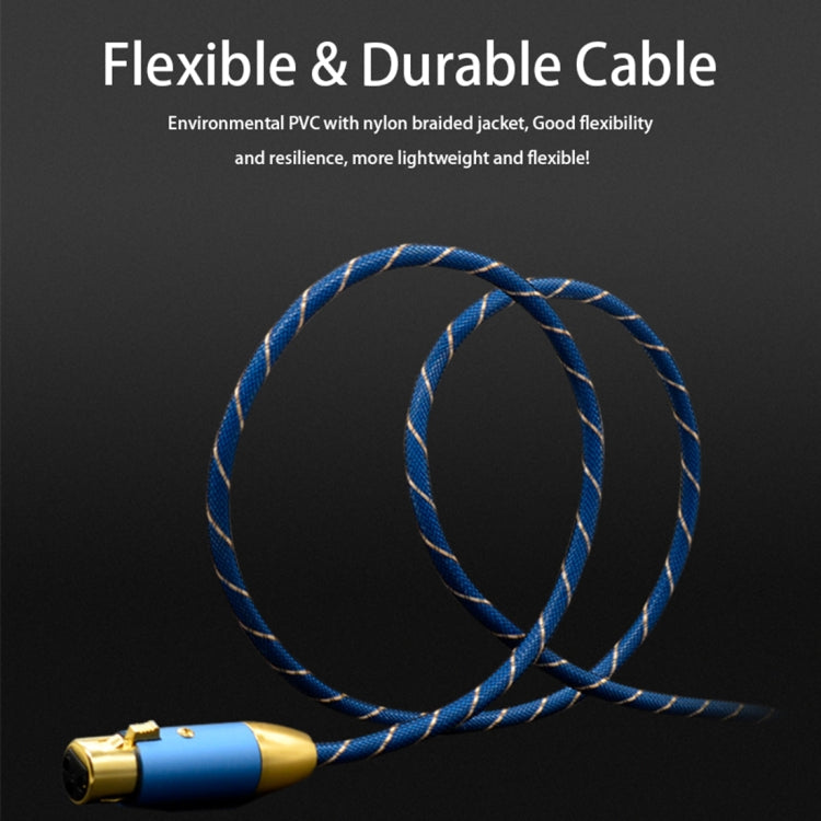 EMK XLR macho a hembra Cable de audio de cañón trenzado de nailon con rejilla de enchufe chapado en oro para dispositivos con conector XLR, longitud: 2 m