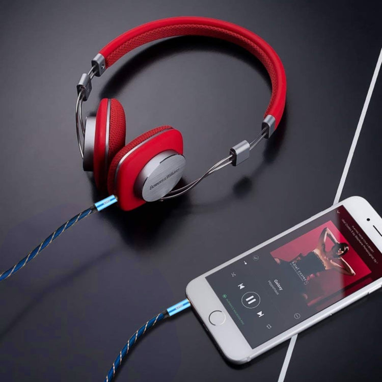 EMK Cable de audio trenzado de nailon macho a macho de rejilla de 3,5 mm para altavoces / portátiles / auriculares, longitud: 0,5 m