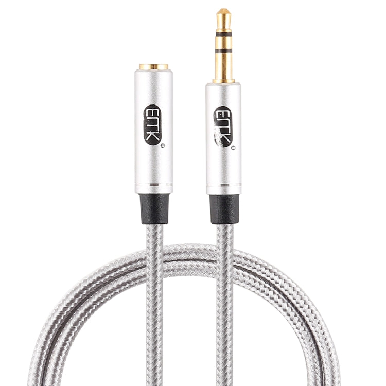 EMK Cable de audio trenzado de algodón con conector chapado en oro macho a hembra de 3,5 mm para altavoces / portátiles / auriculares, longitud: 0,5 m