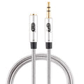 EMK Cable de audio trenzado de algodón con conector chapado en oro macho a hembra de 3,5 mm para altavoces / portátiles / auriculares, longitud: 0,5 m