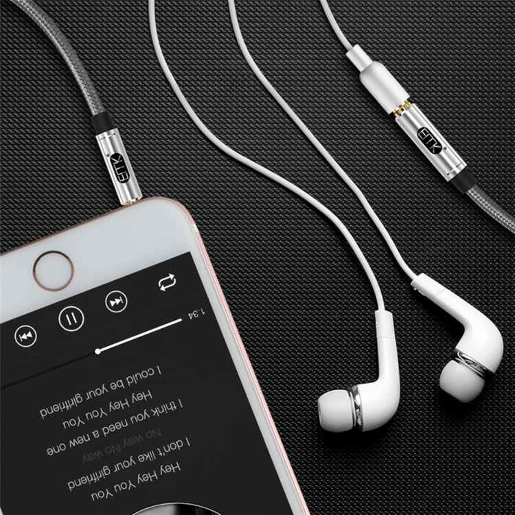 EMK Cable de audio trenzado de algodón con conector chapado en oro macho a hembra de 3,5 mm para altavoces / portátiles / auriculares, longitud: 0,5 m