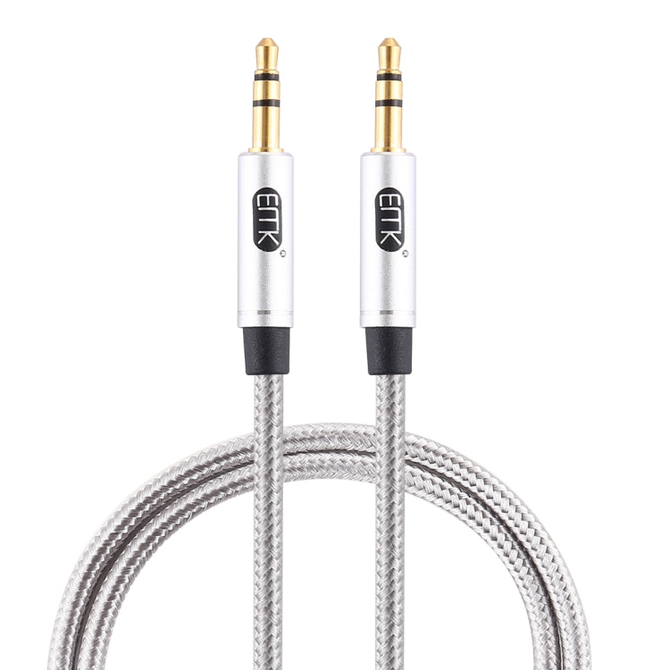 EMK Cable de audio trenzado de algodón con conector chapado en oro macho a macho de 3,5 mm para altavoces / portátiles / auriculares, longitud: 1 m, EMK