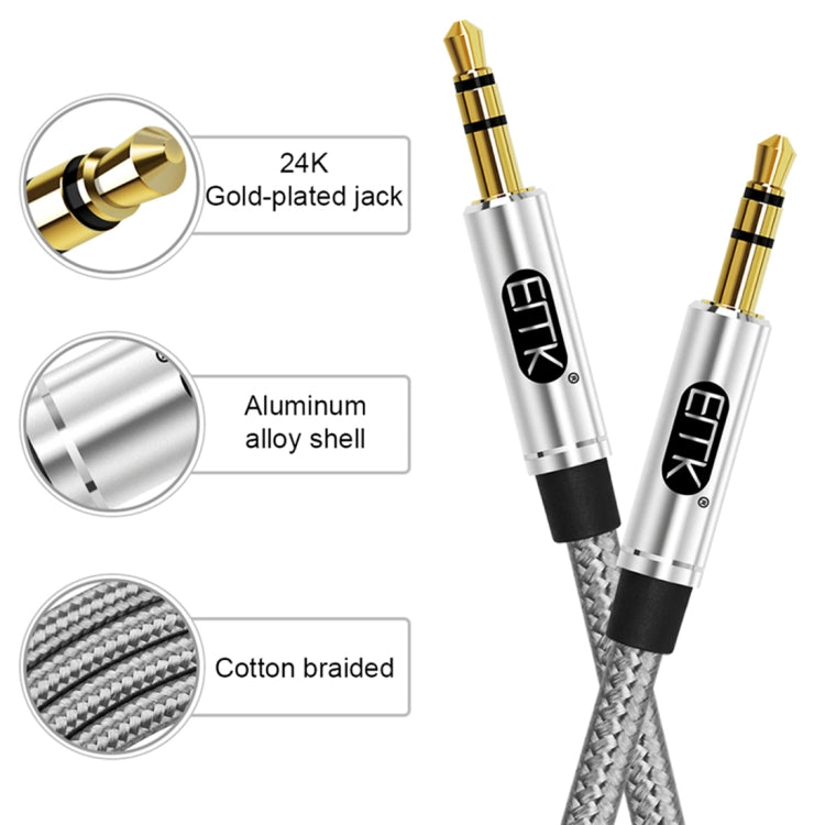 EMK Cable de audio trenzado de algodón con conector chapado en oro macho a macho de 3,5 mm para altavoces / portátiles / auriculares, longitud: 1 m, EMK