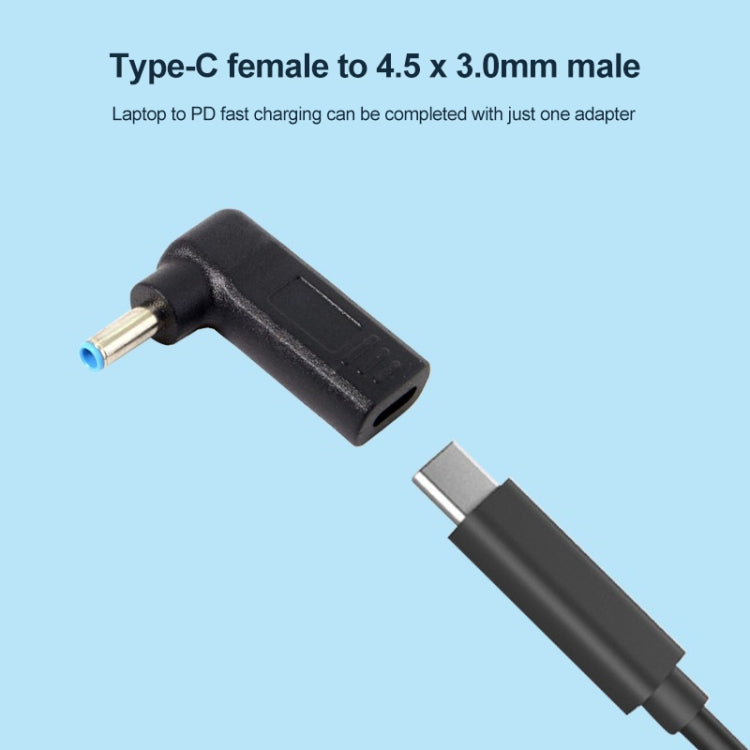 Conector adaptador de codo USB-C / Type-C hembra a macho de 4,5 x 3,0 mm, 4.5 x 3.0mm Elbow Black, 4.5 x 3.0mm Elbow Blue