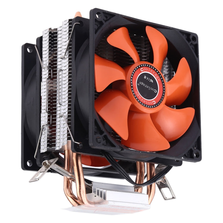 CoolAge AMD CPU disipador de calor rodamiento hidráulico ventilador de refrigeración doble ventilador de refrigeración 3 pines para Intel LGA775 115X AM2 AM3 AM4 FM1 FM2 1366
