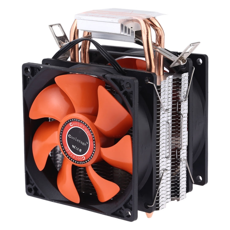 CoolAge AMD CPU disipador de calor rodamiento hidráulico ventilador de refrigeración doble ventilador de refrigeración 3 pines para Intel LGA775 115X AM2 AM3 AM4 FM1 FM2 1366