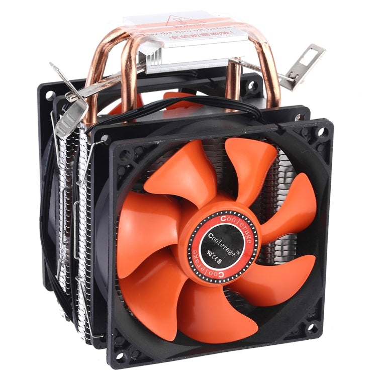 CoolAge AMD CPU disipador de calor rodamiento hidráulico ventilador de refrigeración doble ventilador de refrigeración 3 pines para Intel LGA775 115X AM2 AM3 AM4 FM1 FM2 1366