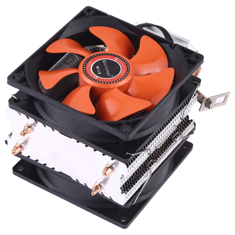 CoolAge AMD CPU disipador de calor rodamiento hidráulico ventilador de refrigeración doble ventilador de refrigeración 3 pines para Intel LGA775 115X AM2 AM3 AM4 FM1 FM2 1366