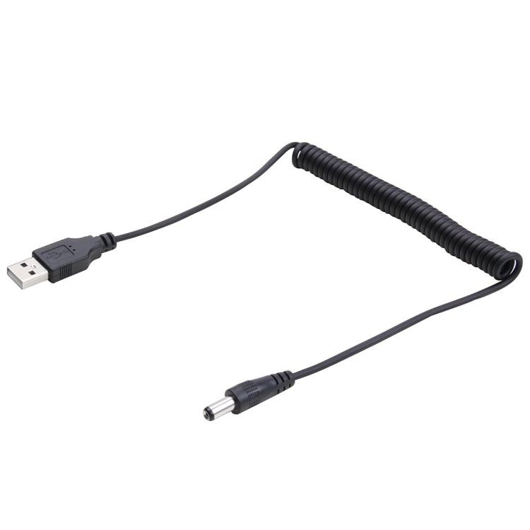 Cable en espiral de resorte de alimentación de 1,5 m USB a CC de 5,5 mm, AM to DC 5.5mm, Length: 1.5m