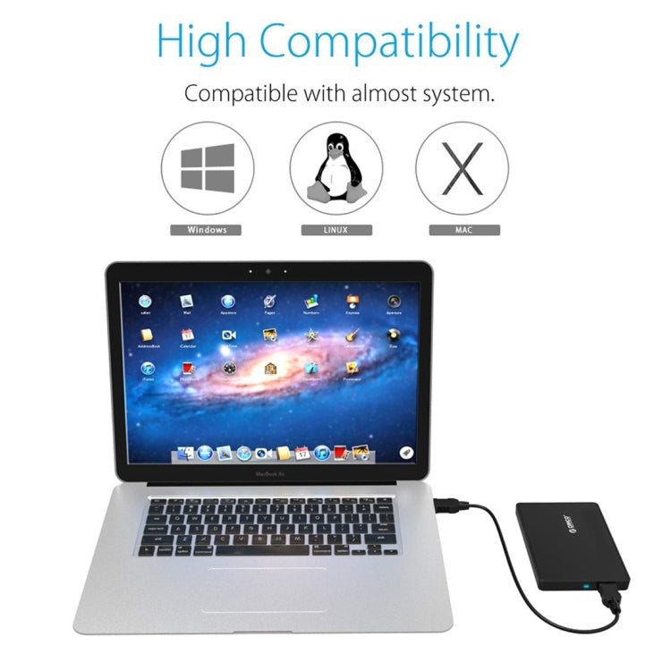 ORICO 2588US3 USB3.0 caja de almacenamiento de disco duro externo para ordenador portátil SATA HDD/SSD de 2,5 pulgadas 9,5mm