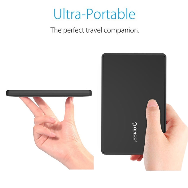 ORICO 2588US3 USB3.0 caja de almacenamiento de disco duro externo para ordenador portátil SATA HDD/SSD de 2,5 pulgadas 9,5mm