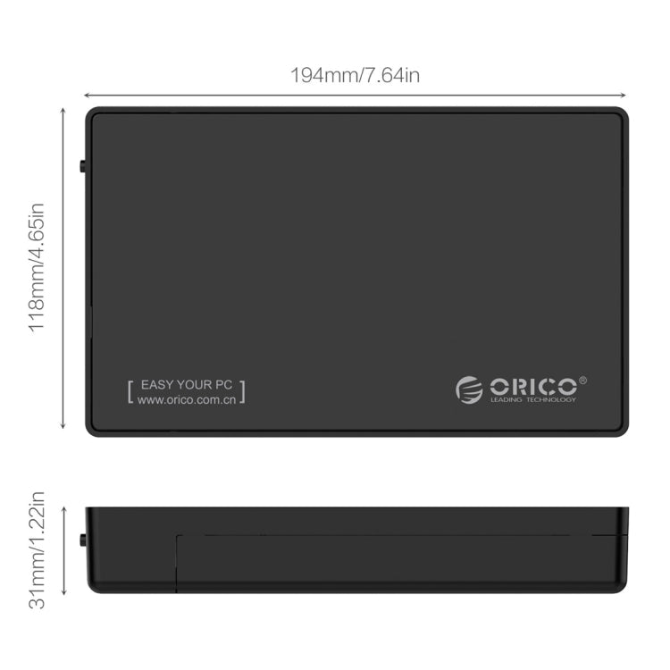 ORICO 3588C3 SATA 3.0 a USB-C / Type-C 2.5 / 3.5 pulgadas SSD / SATA HDD Caja de almacenamiento compatible con protocolo UASP, USB Type-C