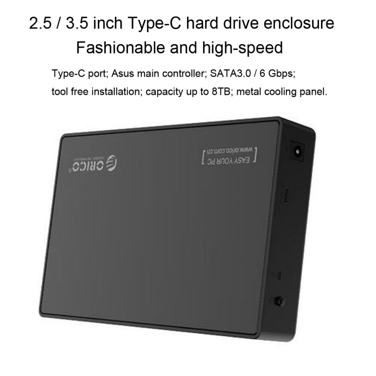 ORICO 3588C3 SATA 3.0 a USB-C / Type-C 2.5 / 3.5 pulgadas SSD / SATA HDD Caja de almacenamiento compatible con protocolo UASP, USB Type-C