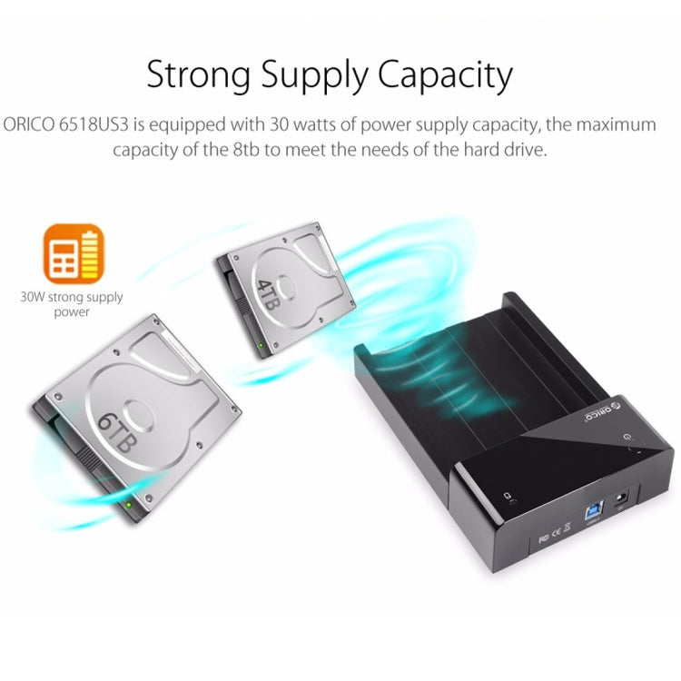 ORICO 6518US3 USB 3,0 tipo B 2,5/3,5 pulgadas herramienta libre HDD estación de acoplamiento caja de almacenamiento externo caja de disco duro
