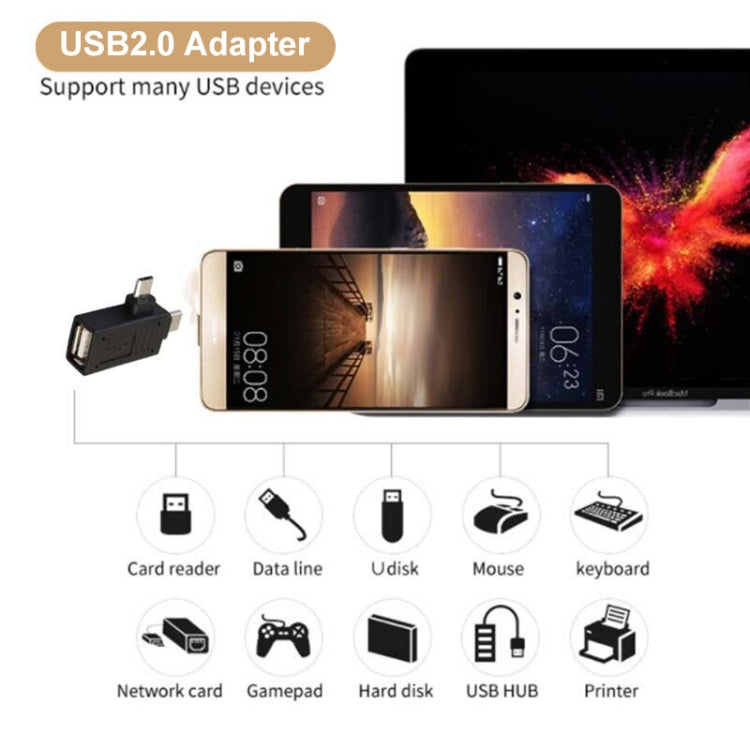 Adaptador USB-C / Type-C macho + Micro USB macho a USB 2.0 hembra, USB 2.0