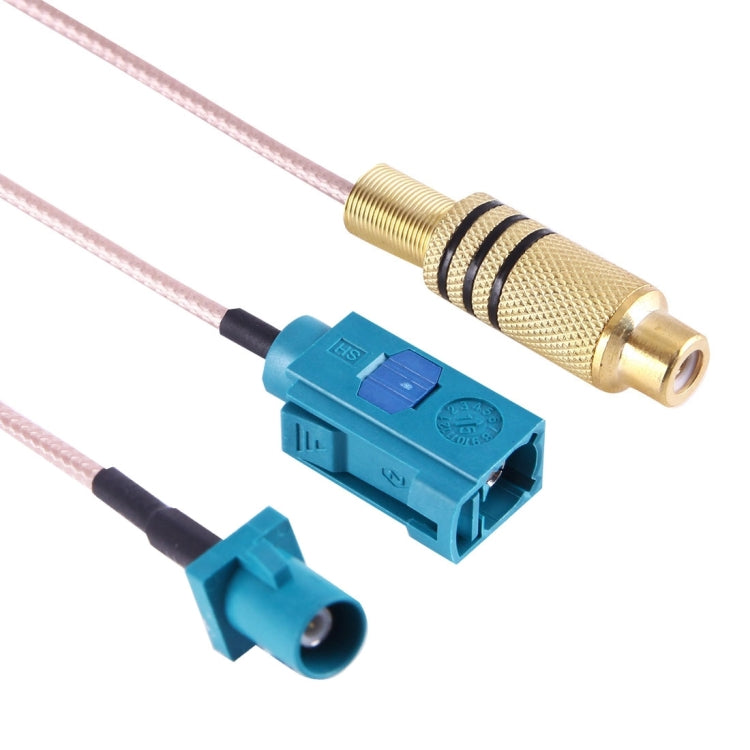 Cable RCA hembra de 15 cm a FAKRA macho + FAKRA tipo Z hembra RG316 con resorte, FAKRA Male+FAKRA Z Female RG316