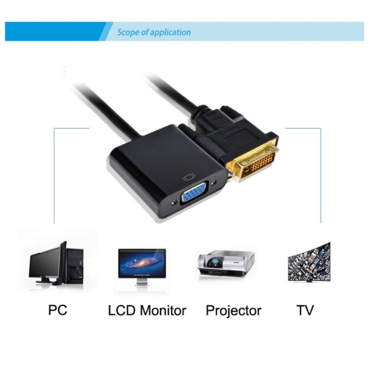 Convertidor adaptador DVI-D 24+1 Pin Man a VGA 15 Pin HDTV, DVI-D 24+1 Pin