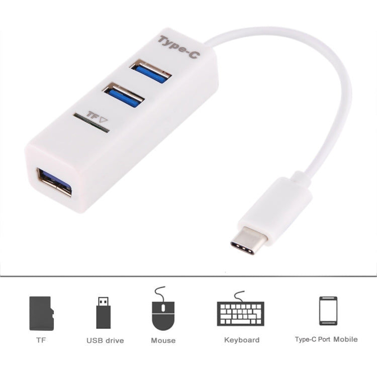 2 en 1 USB 3.1 USB-C / Type-C a USB 2.0 COMBO 3 puertos HUB + Lector de tarjetas TF, 3 Ports USB+TF Card
