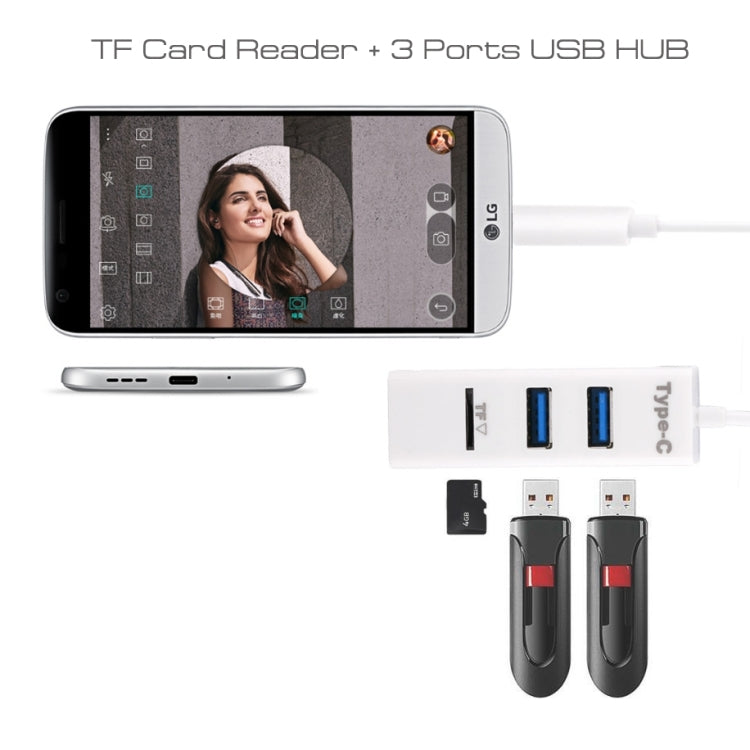 2 en 1 USB 3.1 USB-C / Type-C a USB 2.0 COMBO 3 puertos HUB + Lector de tarjetas TF, 3 Ports USB+TF Card