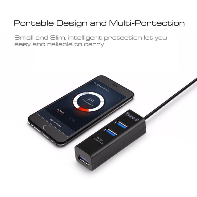 2 en 1 USB 3.1 USB-C / Type-C a USB 2.0 COMBO 3 puertos HUB + Lector de tarjetas TF, 3 Ports USB+TF Card