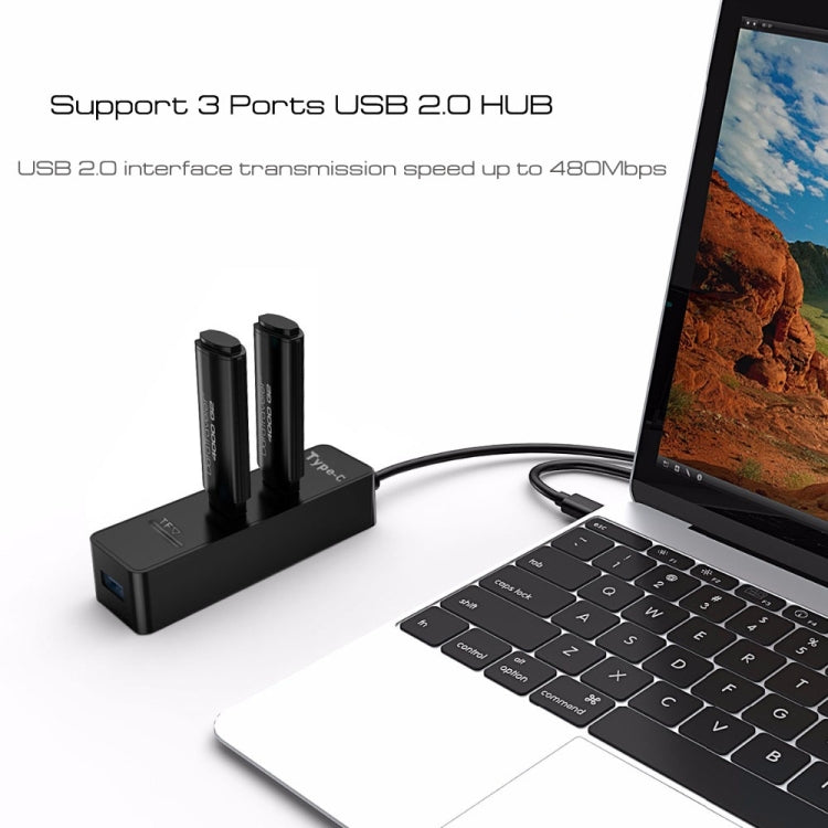 2 en 1 USB 3.1 USB-C / Type-C a USB 2.0 COMBO 3 puertos HUB + Lector de tarjetas TF, 3 Ports USB+TF Card