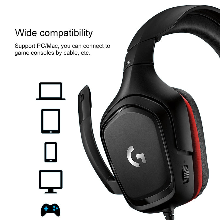 Logitech G331 Dolby 7.1 sonido envolvente estéreo plegable reducción de ruido auriculares para juegos de competición, G331