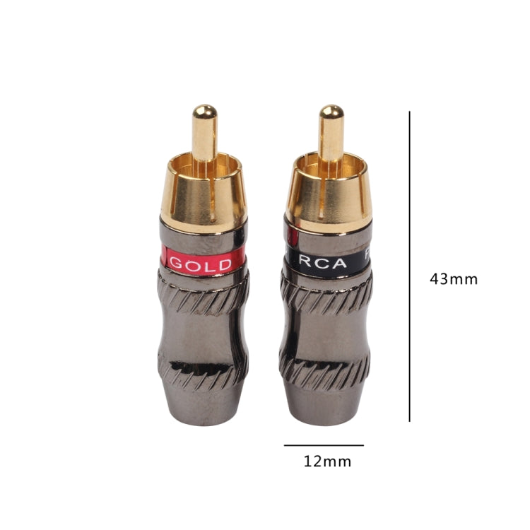 REXLIS TR026 2 PCS RCA Macho Conector de Audio Adaptador Chapado en Oro para Cable de Audio y Video DIY, RCA Male