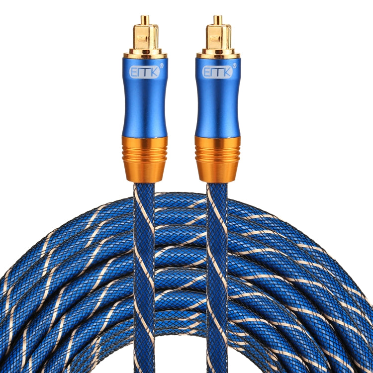 EMK LSYJ-A Cable de audio óptico digital macho a macho Toslink con cabeza de metal chapado en oro de 15 m OD6.0 mm, Length: 15m