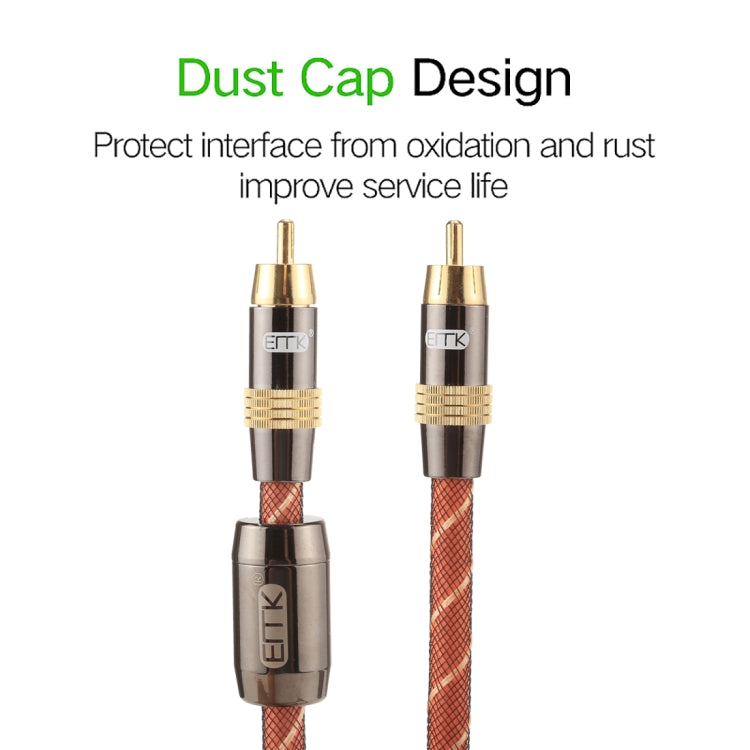 EMK TZ/A 8m OD8.0mm cabeza de Metal chapada en oro RCA a RCA Cable de interconexión Coaxial Digital Cable de Audio/vídeo RCA, Length: 8m
