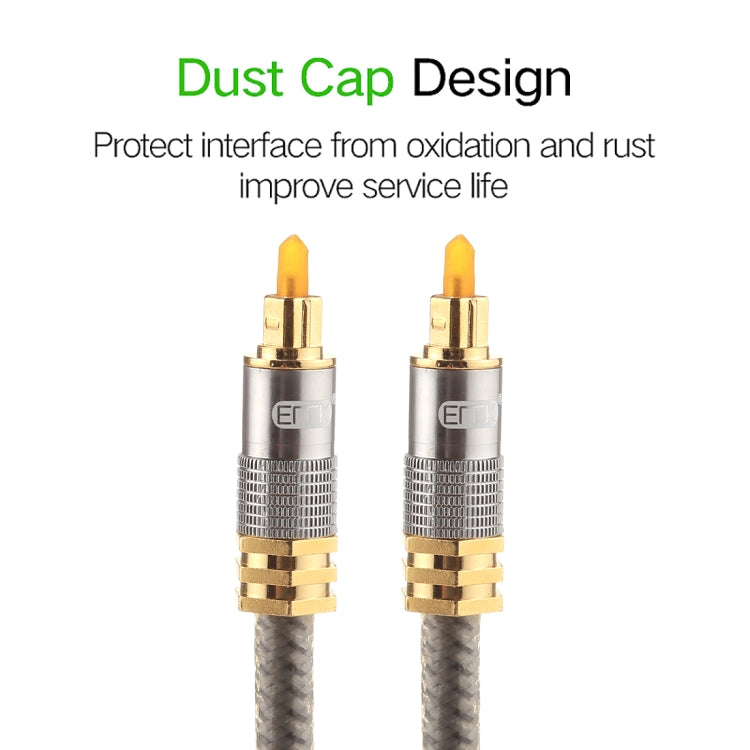 EMK YL-A 1,5 m OD8.0mm cabeza de metal chapada en oro Toslink macho a macho Cable de audio óptico digital, Length: 1.5m